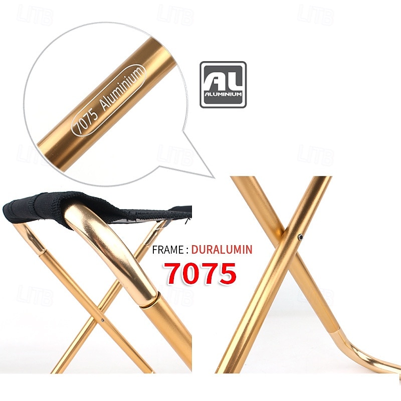 1Pc Outdoor Folding Stool Collapsible Stool Made of 7075 Aluminum Alloy Lightweight Portable Camping Seat for Hiking Fishing Travel2