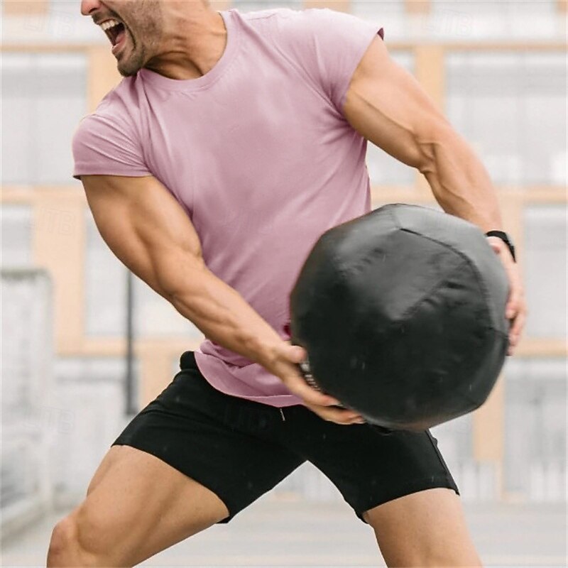 Men's T Shirt Tee Short Sleeve Shirt Tee Top Short Sleeve Crew Neck Summer Plain Fashion Designer Basic Classic Vacation Street Going out Black White Pink Top Tee for Men2