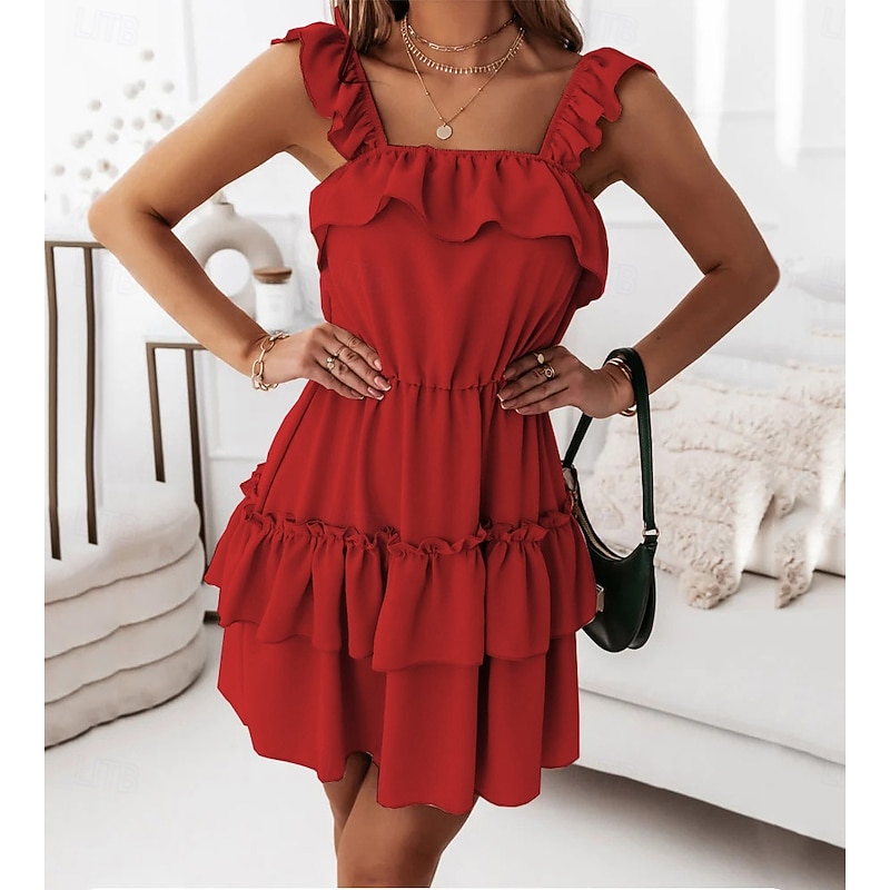 Women's Normal Mini Dress Graduation Dress Slip Dress Cute Sleeveless Daily Form Fit Solid Color Short Sleeve Cowl Neck White Red Blue Summer Spring