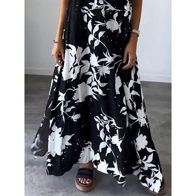 Women's Maxi Dress Casual Dress Slip Dress Stylish Casual Vacation Daily Regular Fit Floral Sleeveless Strap Black White Yellow Summer3