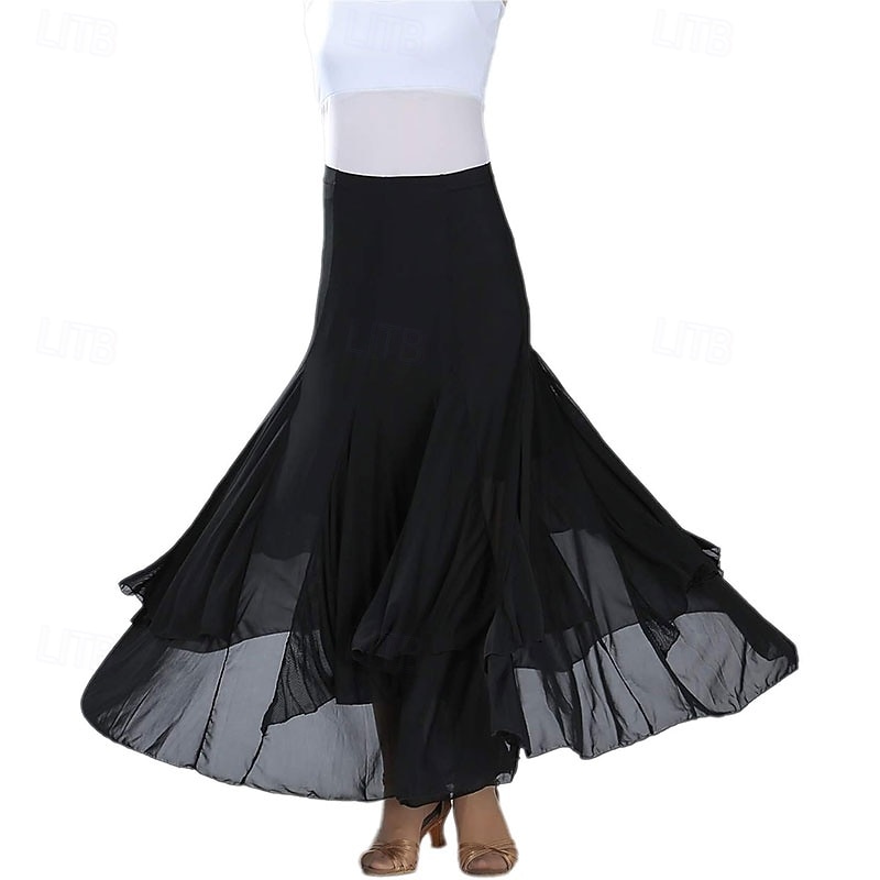 Elegant Ballroom Dancing Waltz Dance Party Long Swing Mesh Skirt3