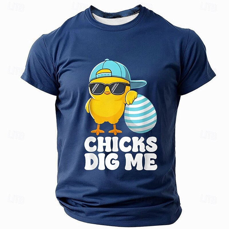 Men's Short Sleeve Graphic T-Shirt: Funny "Chicks Dig Me" Easter Chick Design2