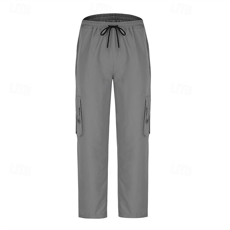 Men's Cargo Pants Cargo Trousers Trousers Casual Pants Drawstring Elastic Waist Multi Pocket Plain Wearable Outdoor Daily Camping & Hiking Fashion Classic Dark Brown Black2