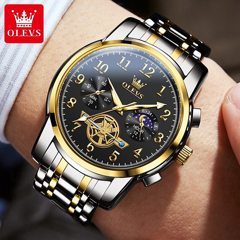 New Olevs Brand Men'S Business Watch Digital Scale Optical Chronograph Multifunctional Quartz Watch Waterproof Simple Sports Men'S Watch