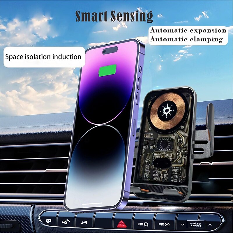 15W Automatic Car Wireless Fast Charger Phone Stand Holder Auto Car Mount For iPhone 16 15 14 13 12 Samsung Huawei Xiaomi LG Infrared Induction QI Wireless Charging2