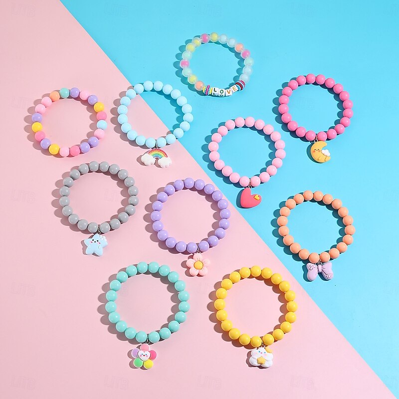 5pcs Cute Sun Flower, Rainbow Charm Beaded Unicorn Sun Flower Rainbow Bracelets Set3