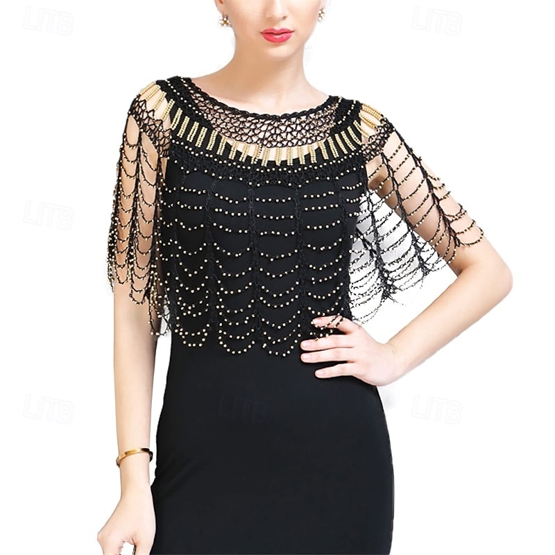 1920s Women Shawl Wraps Sequin Beaded Bridal Shawls Flapper Evening Cape - Main Image