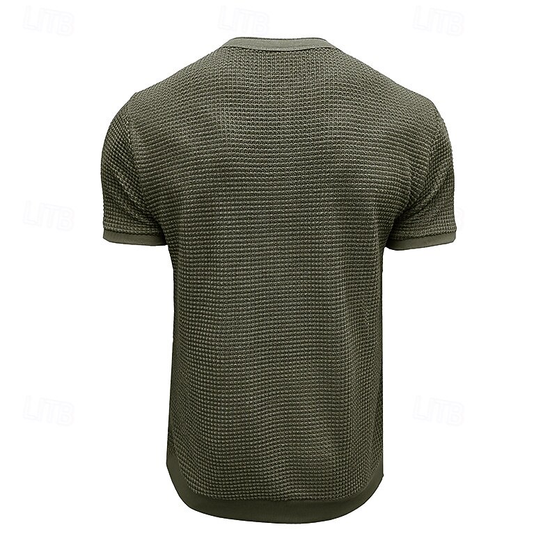 Men's Button T Shirt T Shirt Henley Shirt Tee Short Sleeve Henley Summer Solid / Plain Color Fashion Designer Fashion Vacation Street Going out Apricot Black White Top Tee for Men3