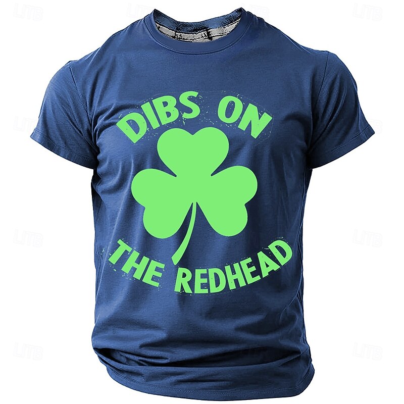 St. Patrick Men's Shamrock Lucky Irish T Shirt Short Sleeve T shirt 3D Print Crew Neck Shirt Designer Casual Party Holiday Club Army Green 1 Black Blue Summer Spring Clothing Apparel S M L XL XXL XXXL3