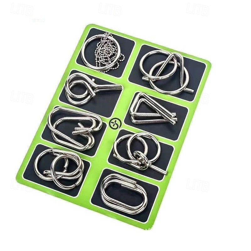 Metal Puzzle Game Set Educational Toy Game Unlock Iron Chain Toy Unlock Link Game Magic Toy Party Nine-Ring Puzzle Intelligence Buckle Lock Kongming Lock halloween christmas gift4
