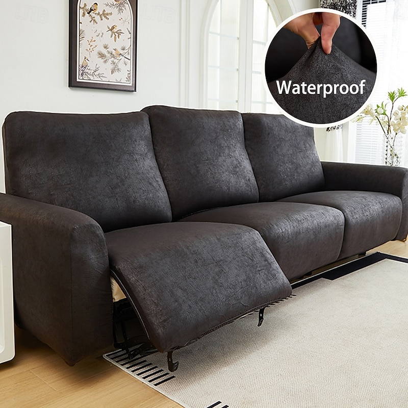 1/2/3 Seat Waterproof Recliner Sofa Cover PU Leather Armchair Cover Solid Color Elastic Relax Single Sofa Slipcovers Home Hotel2