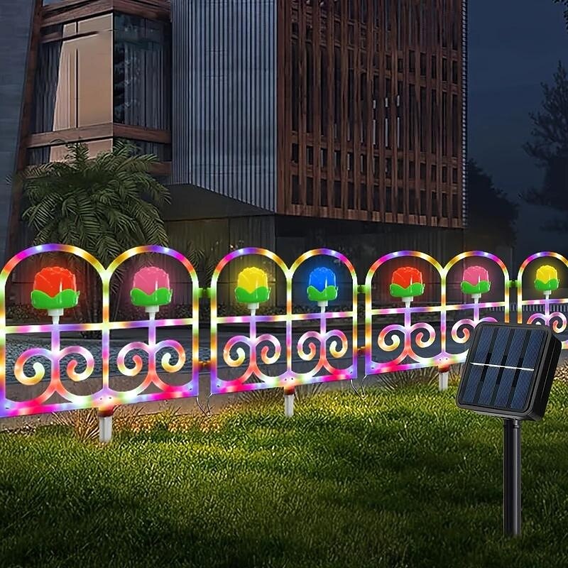 1 Pc Outdoor Solar Flower Shaped Garden Fence Tree Fence New Product Courtyard Garden Lawn Wedding Festival Atmosphere Decoration Lighting Fence3