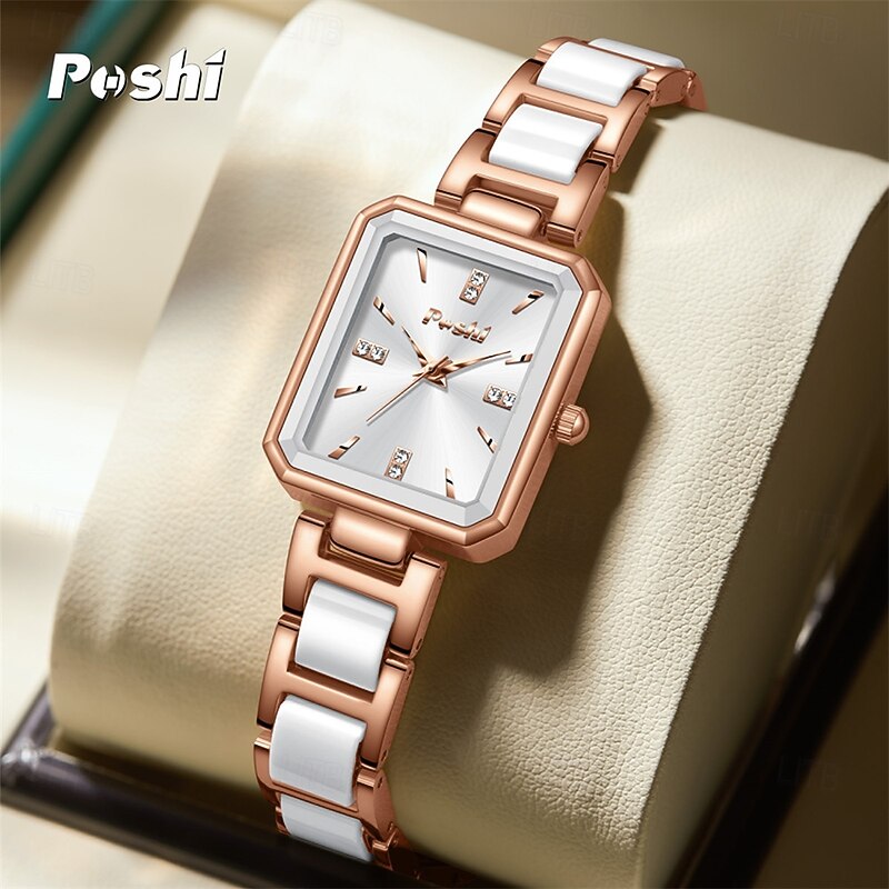 POSHI Fashionable Women's Watch Light Luxury Diamond Inlaid Square Temperament Quartz Watch2