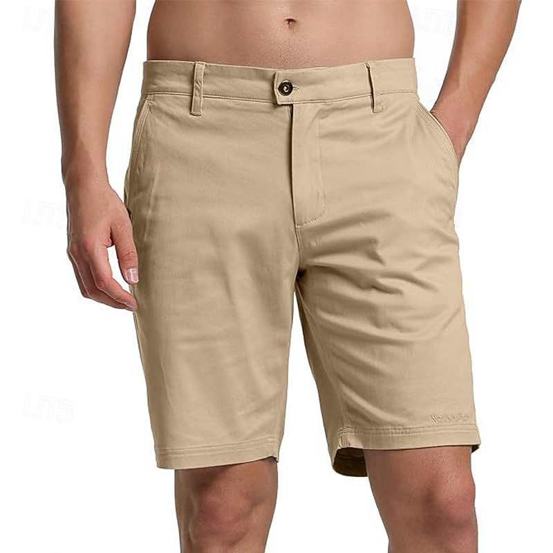 Men's Shorts Chino Shorts Bermuda shorts Work Shorts Straight Leg Plain Moisture Wicking Wearable Knee Length Outdoor Business Daily Fashion Streetwear Black White Micro-elastic2