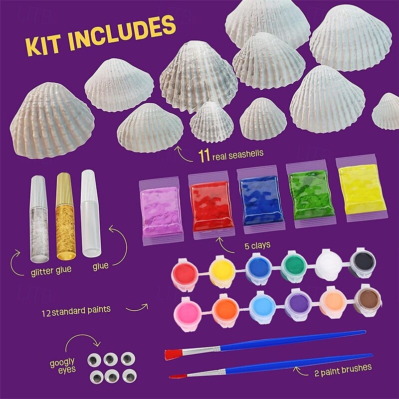 Kids Sea Shell Painting Kit - Arts & Crafts Gifts for Boys and Girls - Easter Craft Activities Kits - Creative Art Activity Gift Toys for Age 6 7 8 9 10 11 & 12 Year Old 8-122