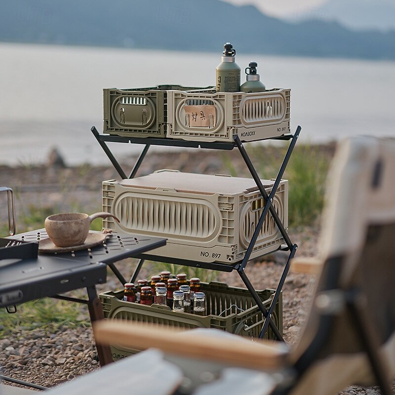 Plastic Storage Crates Stackable Storage Containers Foldable Milk Crate Storage Bins Collapsible Crate for Storage Plastic Storage Basket Organizer for Organizing, Small,Beige2