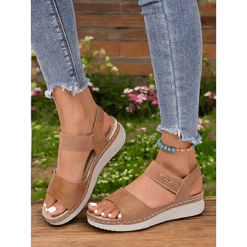 Women's Casual Sandals with Elastic Straps – Comfortable Open-Toe Walking Sandals for Travel & Everyday Wear2