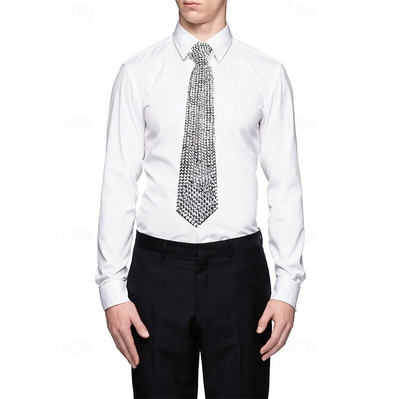 Rhinestone Diamond-Style Tie for Men and Women – Sparkling Faux Diamond Detail for Formal Events, Parties and Special Occasions2