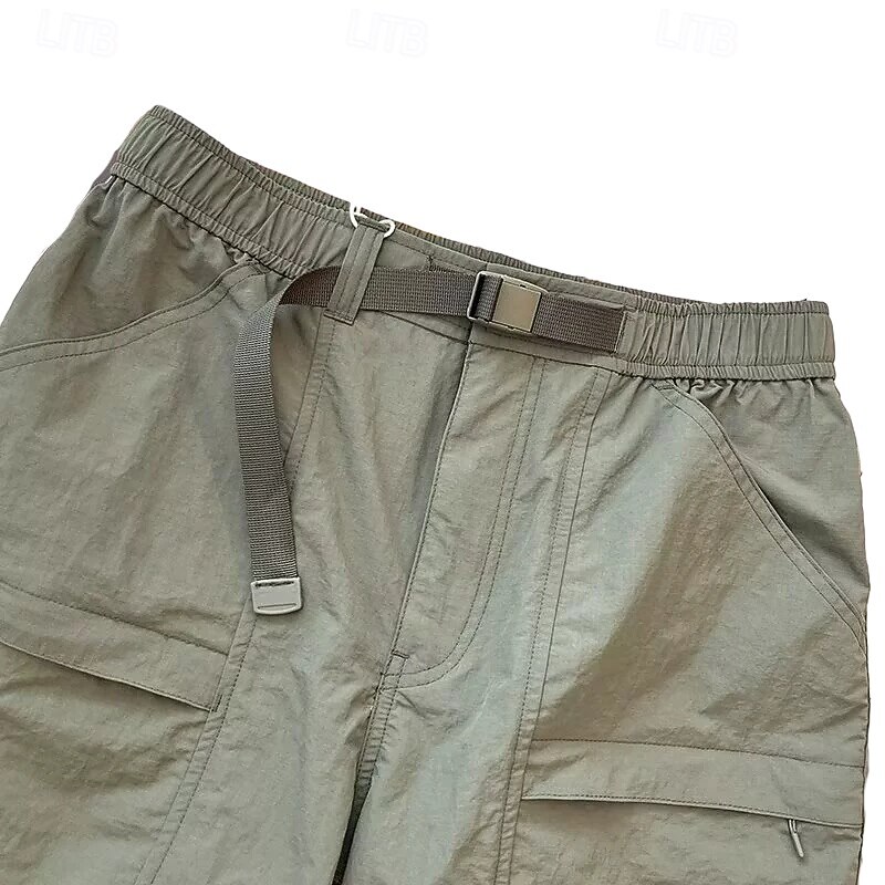 Men's Tactical Shorts Cargo Shorts Shorts Bermuda shorts Elastic Waist Zipper Pocket Straight Leg Plain Breathable Quick Dry Knee Length Outdoor Casual Camping & Hiking Sports Fashion Black Green2