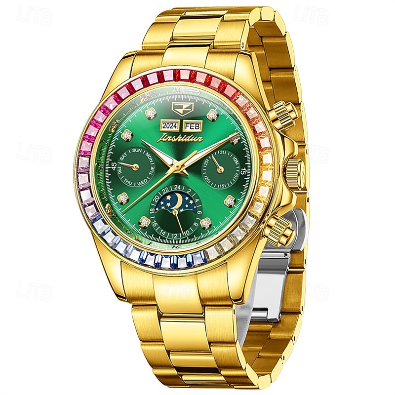 New Men'S Luminous Business Watch Perpetual Calendar Moon Phase Display Colorful Diamond Multi-Function Automatic Mechanical Watch Waterproof Sports Leisure Men'S Watch3