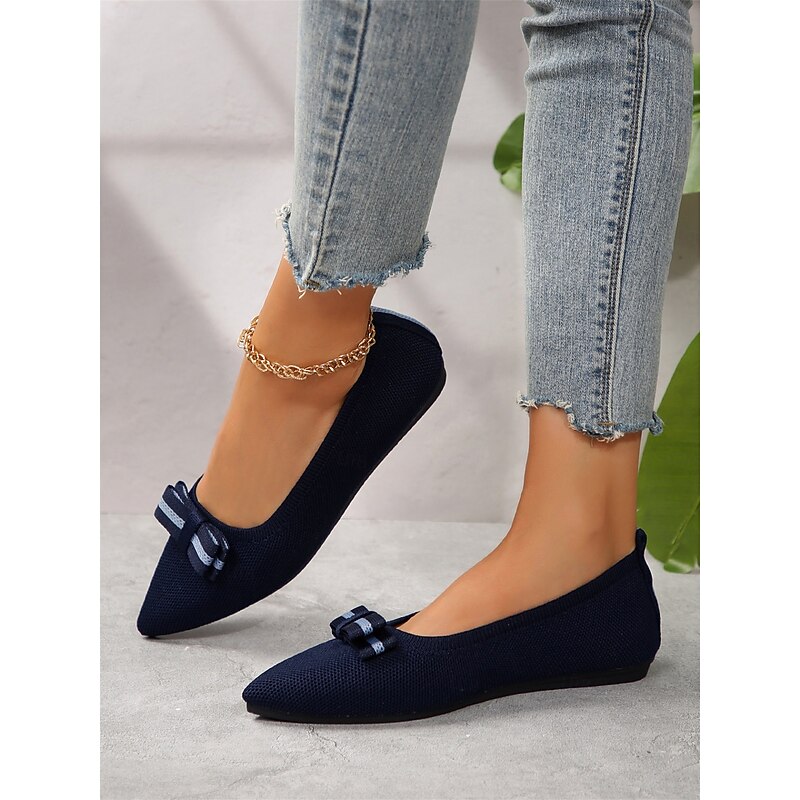 Women's Pointed-Toe Flats with Bow – Elegant Breathable Slip-On Ballet Shoes for Office & Casual Wear4