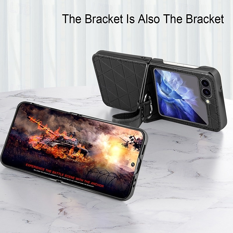 Phone Case For Samsung Galaxy Z Flip 6 Z Flip 5 Z Flip 4 Z Flip 3 Back Cover Shockproof Retro PU Leather4