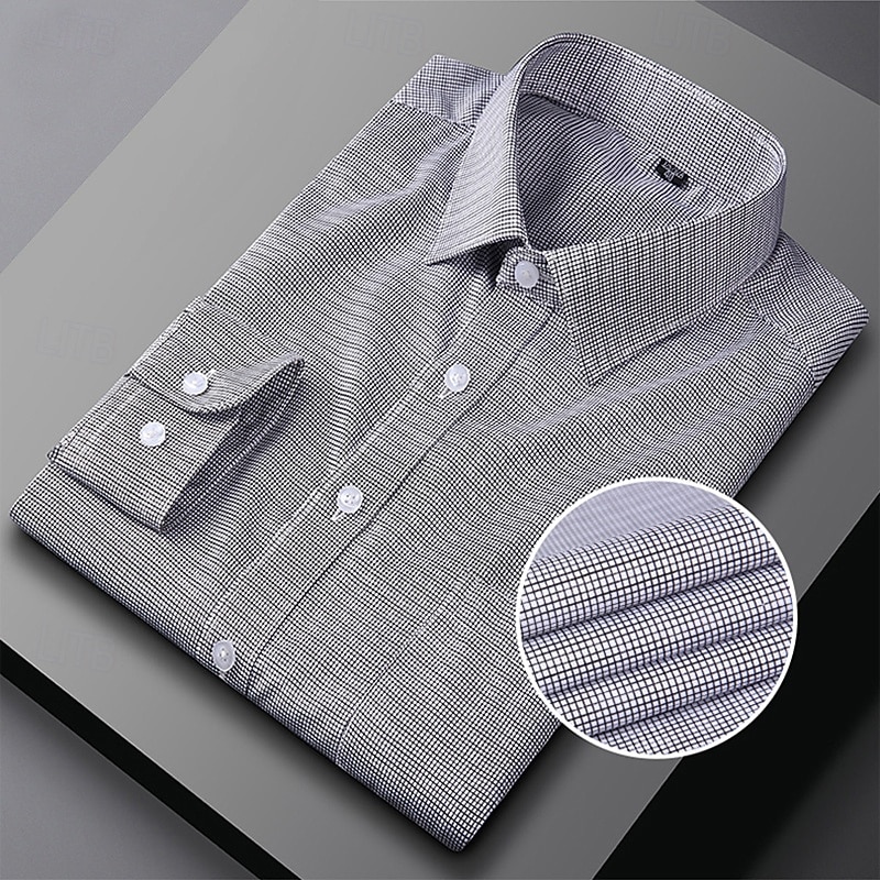 Men's Dress Shirt Non Iron Shirt Plaid Wedding Outdoor Light Blue Pink Blue Light Purple Long Sleeve Spread Collar Summer Spring Clothing Apparel4