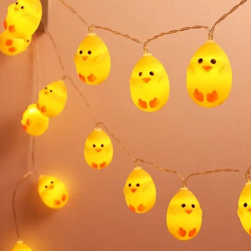 Easter String Lights Rabbit Chick Fairy 1.5m 10LEDs Battery Powered Home Garden Balcony Room Holiday Easter Party Decoration Hanging Lights2