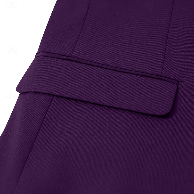 Men's Wedding Business Suits Notch Lapel Grape Sage Formal Solid Colored Standard Fit 3 Piece Single Breasted Two-buttons4
