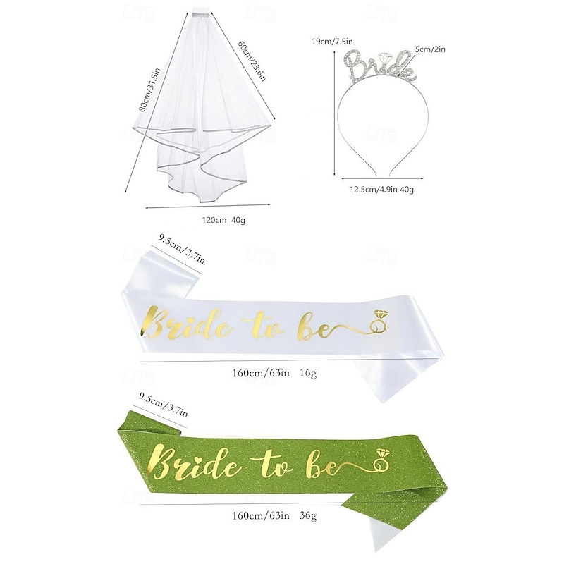 Bride to be Halloween Headband Sash Bride Veil Hen Do Party Accessories Adults' Women's Halloween Carnival Wedding Bridal Shower Bachelorette Party Easy Halloween Costumes Dress Up4
