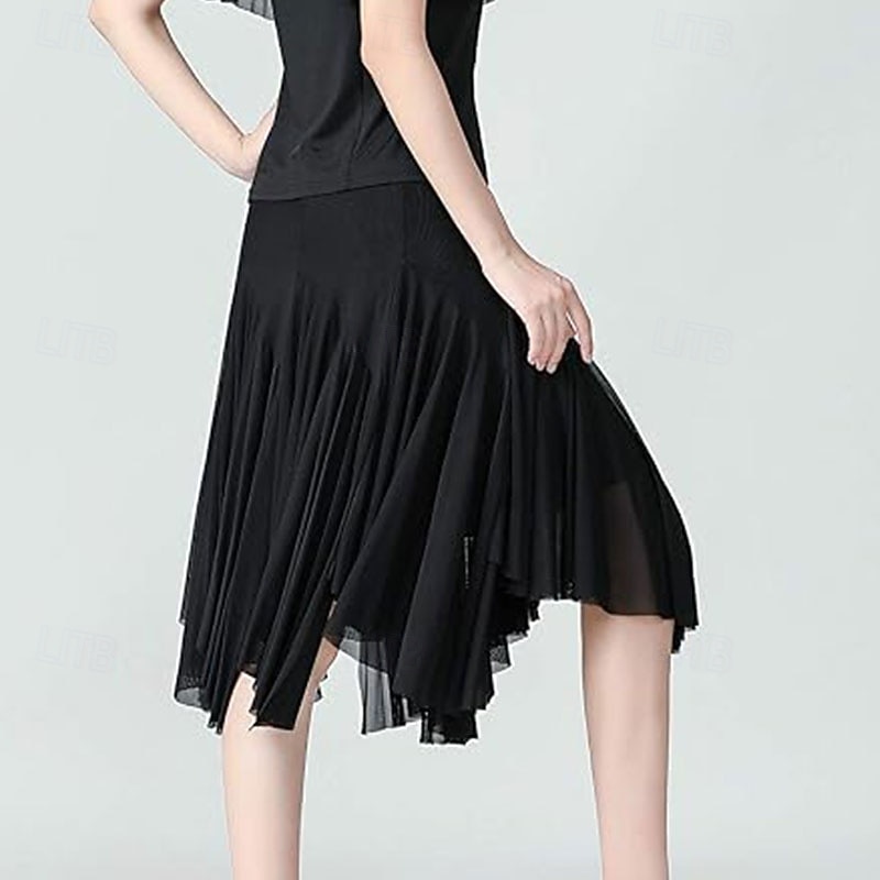 Women's Standard Dance 360-Degree Long Skirt Latin Salsa Rumba Flamenco Practice Dress2