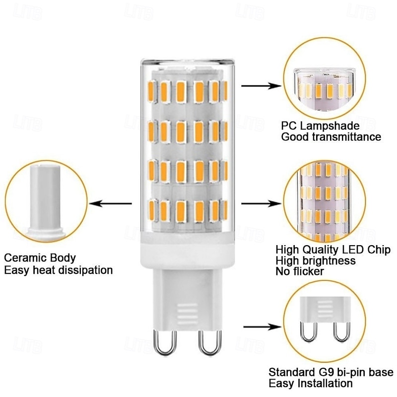 G9 LED Corn Bulbs Dimmable 5W 12V/24V AC/DC – 63LED 4014 for Chandelier, RV, Camper, Marine 4pcs4