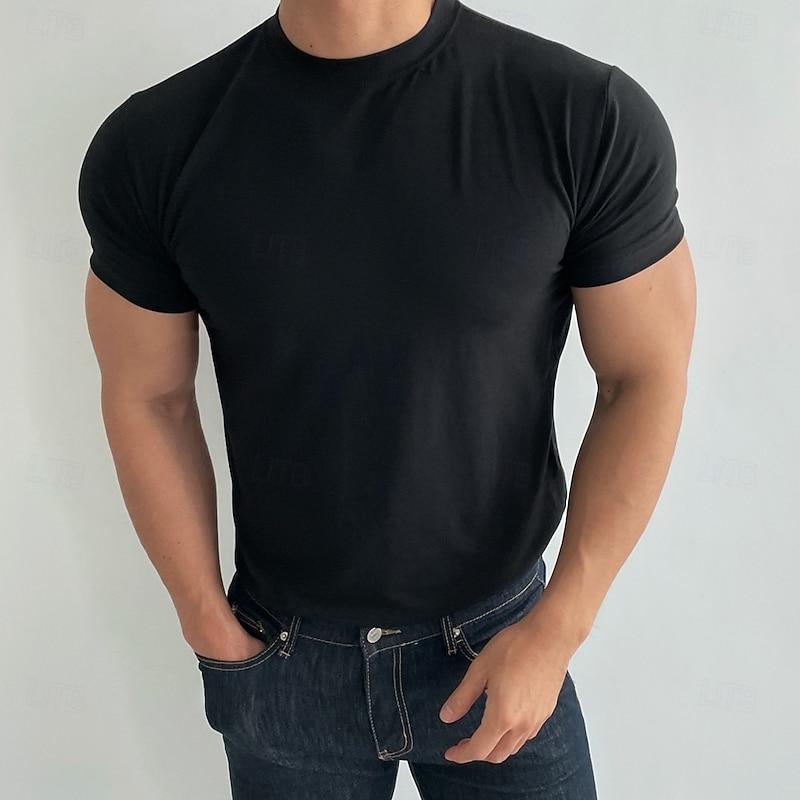 Men's T Shirt Tee Top Short Sleeves Crew Neck Summer Plain Fashion Designer Basic Classic Style Vacation Casual Daily Black White Navy Blue Top Tee for Men4