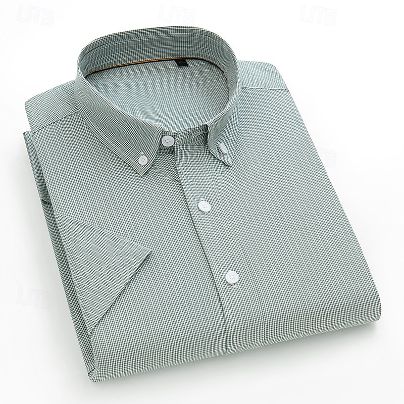 Men's Dress Shirt Button Down Shirt Oxford Shirt Non Iron Shirt Striped Shirt Wedding Outdoor Light Green Blue Green Long Sleeve Spread Collar Summer Spring Clothing Apparel