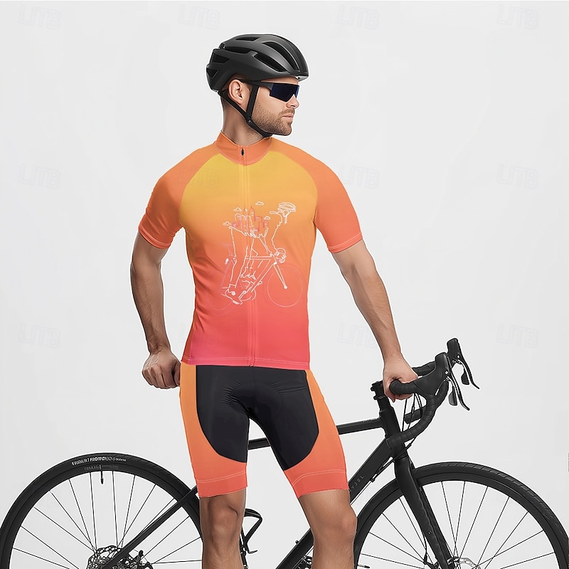 Men's Cycling Jersey Gradient Short Sleeve Bike Tee Tshirt Jersey with 3 Rear Pockets Mountain Bike MTB Quick Dry Anatomic Design Wicking Breathable Sports Blue Purple Orange Clothing Apparel4