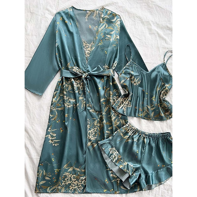 Women's Pajamas Luxury Home Green cherry Summer Spring4