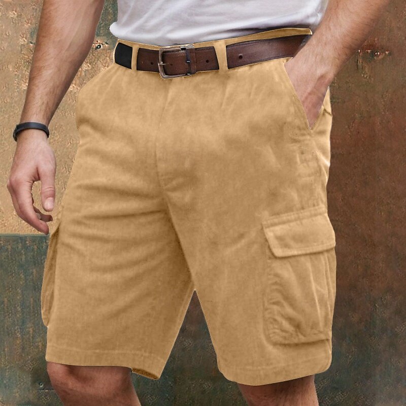 Men's Cargo Shorts Shorts Hiking Shorts Elastic Waist Multi Pocket Color Block Plain Breathable Wearable Knee Length Outdoor Casual Daily Fashion Streetwear Black Green