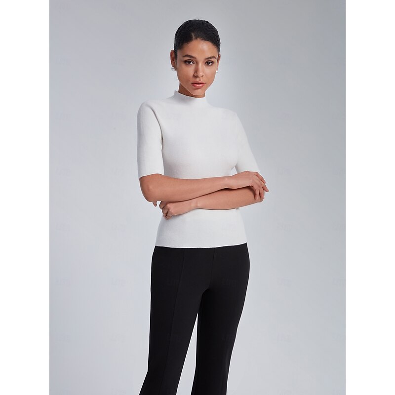 Mock Neck Half-Sleeve Knit Top2