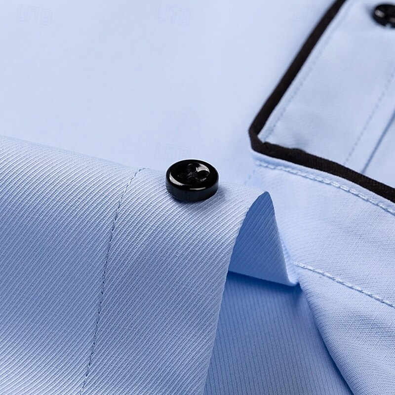 Men's Dress Shirt Non Iron Shirt Plain Wedding Outdoor White Pink Blue Light Purple Long Sleeve Spread Collar Summer Spring Clothing Apparel4