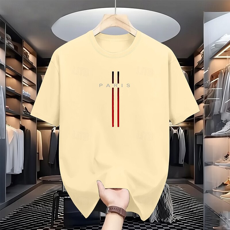 Mens Graphic Short Sleeve T-Shirt with Paris City Print Casual Wear2
