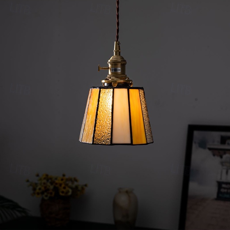 Mid-Century Glass Pendant Lamp with an American Retro Style for Bedside Hallways Aisles 110-240V2