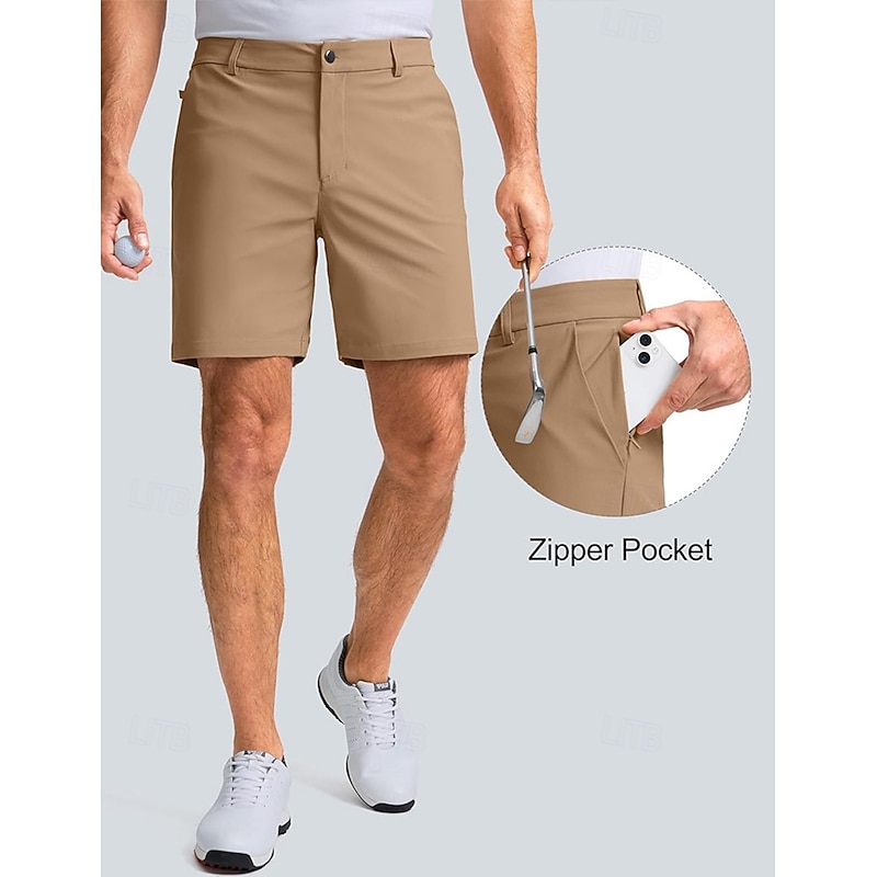 Men's Shorts Dress Shorts Summer Shorts Golf Shorts Pocket Straight Leg Plain Quick Dry Breathable Knee Length Outdoor Business Daily Fashion Casual / Sporty Black White4