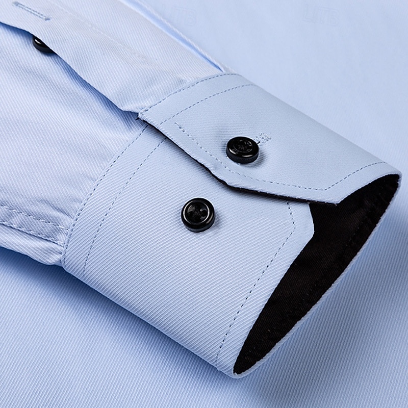 Men's Dress Shirt Non Iron Shirt Plain Wedding Outdoor White Pink Blue Light Purple Long Sleeve Spread Collar Summer Spring Clothing Apparel2
