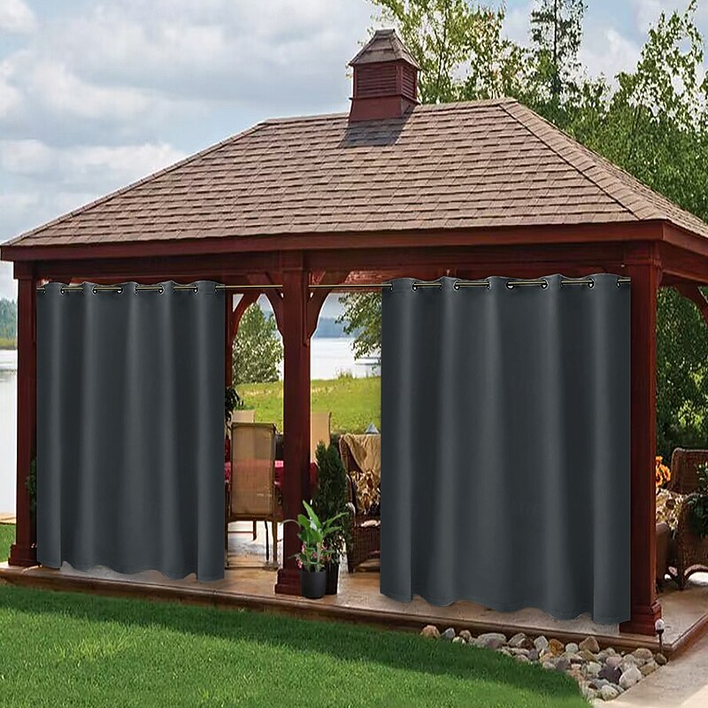Waterproof Outdoor Curtain Privacy, Sliding Patio Curtain Farmhouse Drapes, Pergola Curtains Grommet For Gazebo, Balcony, Porch, Party, Hotel, 1 Panel2