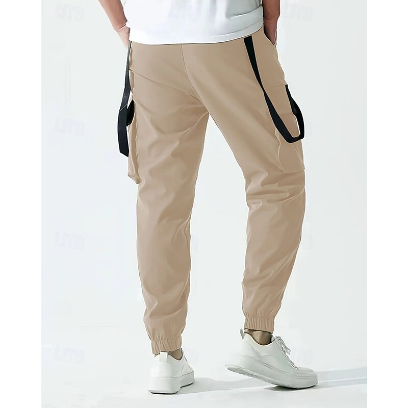 Men's Cargo Pants Joggers Trousers Drawstring Multi Pocket Elastic Drawstring Waist Plain Wearable Outdoor Daily Camping & Hiking Fashion Classic Black Wine3