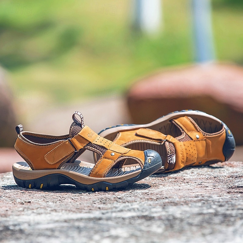 Men's Outdoor Sports Sandals with Adjustable Velcro Strap, Durable Suede Upper and Non-Slip Rubber Sole for Hiking, Beach and Casual Summer Wear2