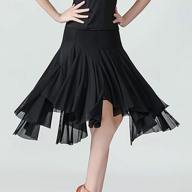 Women's Standard Dance 360-Degree Long Skirt Latin Salsa Rumba Flamenco Practice Dress4