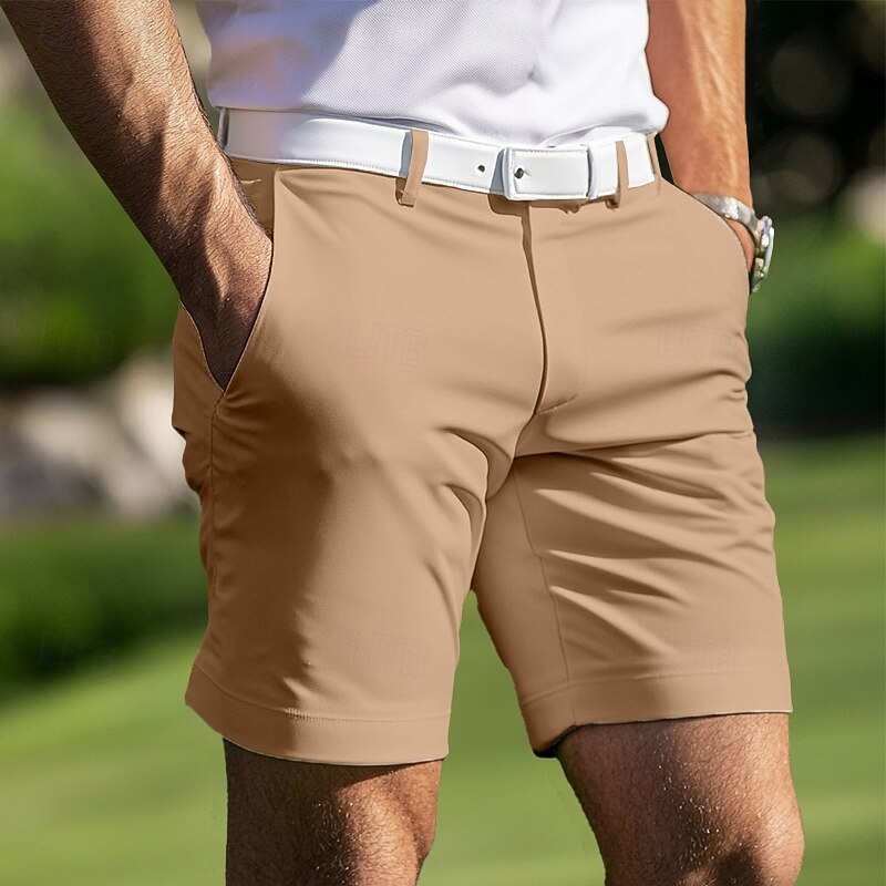 Men's Shorts Dress Shorts Summer Shorts Golf Shorts Pocket Straight Leg Plain Lightweight Breathable Knee Length Outdoor Daily Running Sports Fashion Black White Micro-elastic4