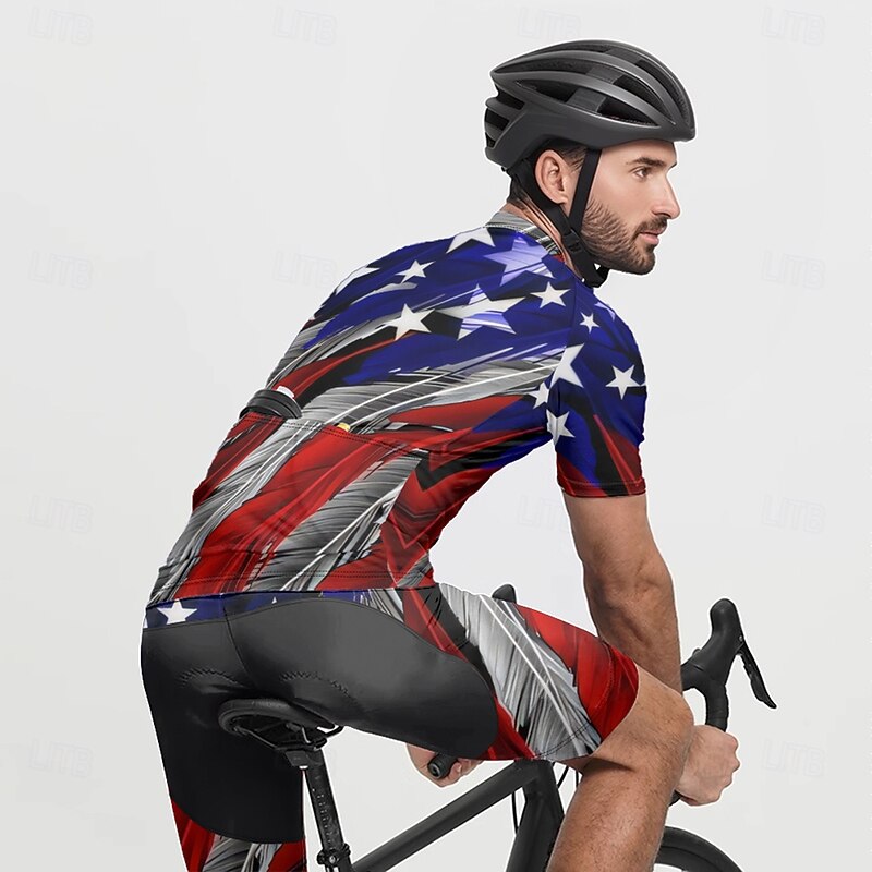 Men's Cycling Jersey National Flag Short Sleeve Bike Tee Tshirt Jersey with 3 Rear Pockets Mountain Bike MTB Quick Dry Anatomic Design Wicking Breathable Sports Wine Red Red Royal Blue Clothing