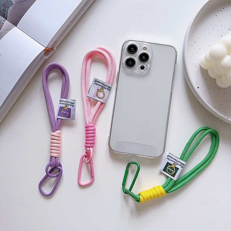 1pc Short Colorful Braided Mobile Phone Rope Decorative Fashion Camera Anti-Loss Rope Mobile Phone Rope Bag Accessories Keychain Suitable for Daily Decoration Travel and Vacation2